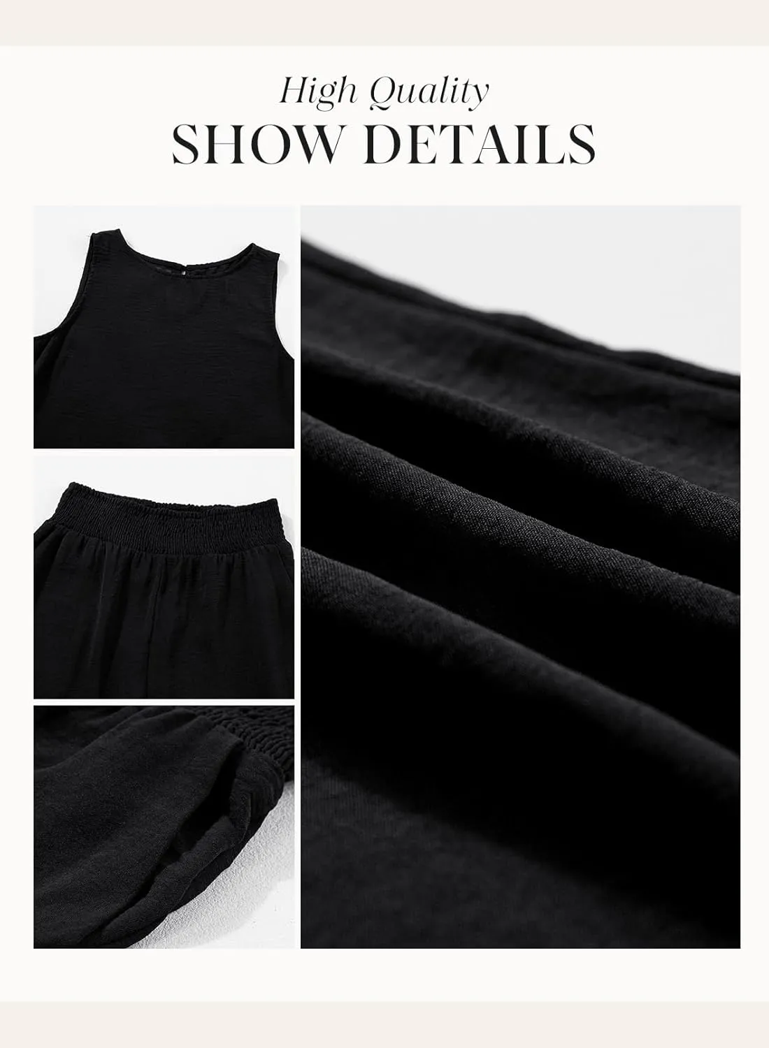 Dokotoo Pants Sets Women 2 Piece Outfits Sleeveless Round Neck Tank Tops Matching Sets for Women Elastic Waist Wide Leg