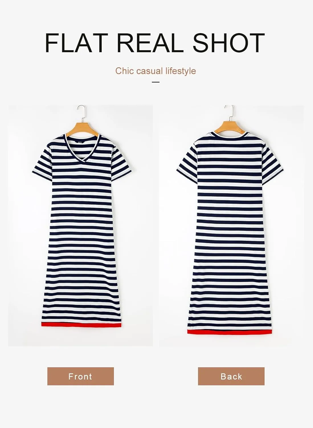 Dokotoo Summer Dress Casual Womens Fashion Short Sleeve Maxi Dress T Shirt Dress Striped Long Color Block Maxi Dress