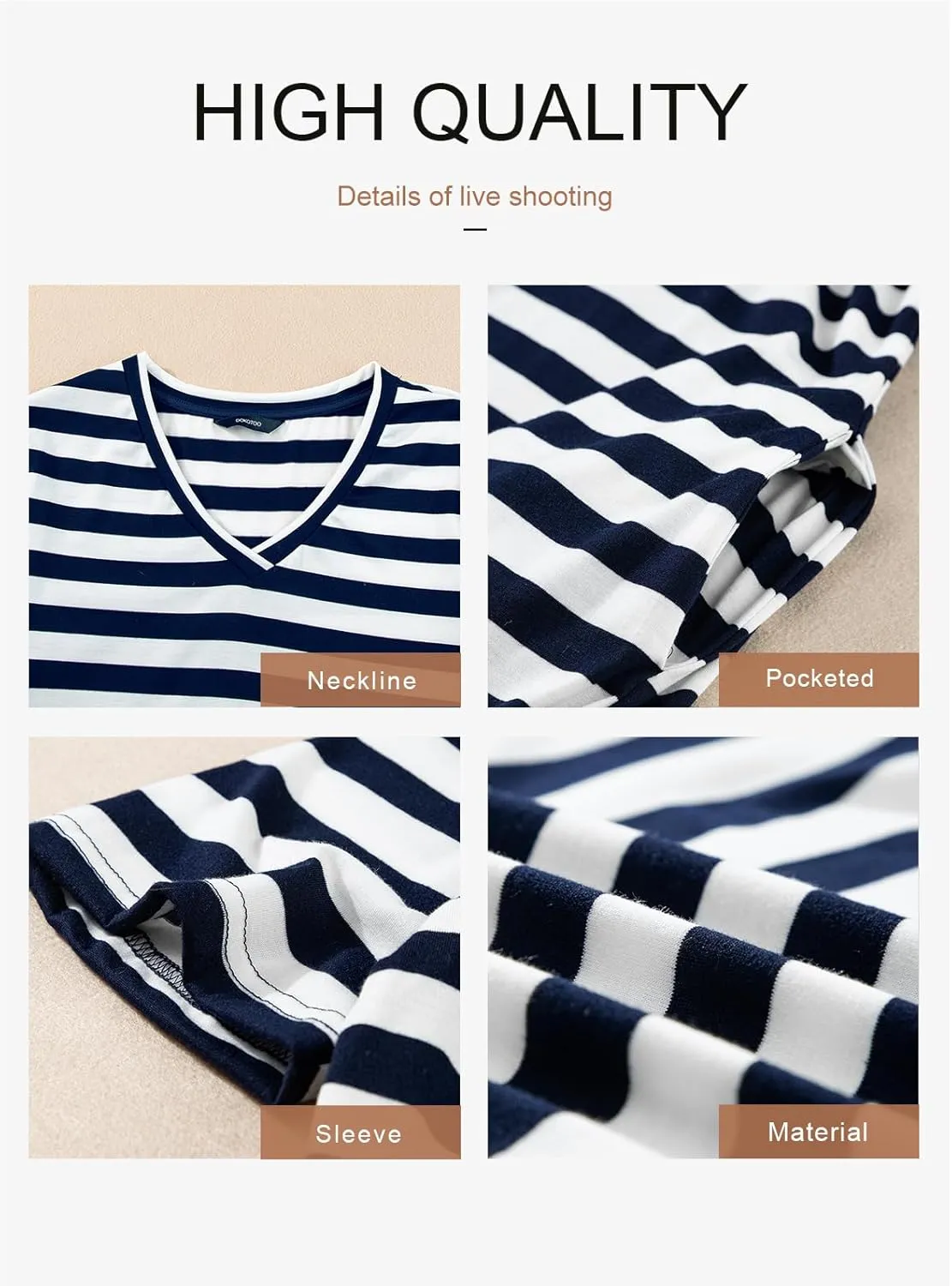Dokotoo Summer Dress Casual Womens Fashion Short Sleeve Maxi Dress T Shirt Dress Striped Long Color Block Maxi Dress