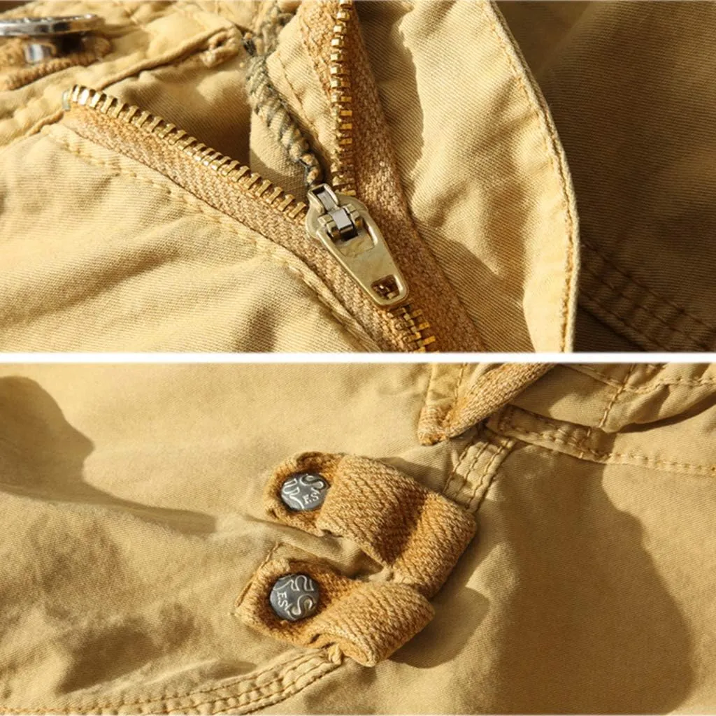 DONGD Mens Cargo Shorts Cotton 3/4 Loose Fit Below Knee Capri Cargo Short