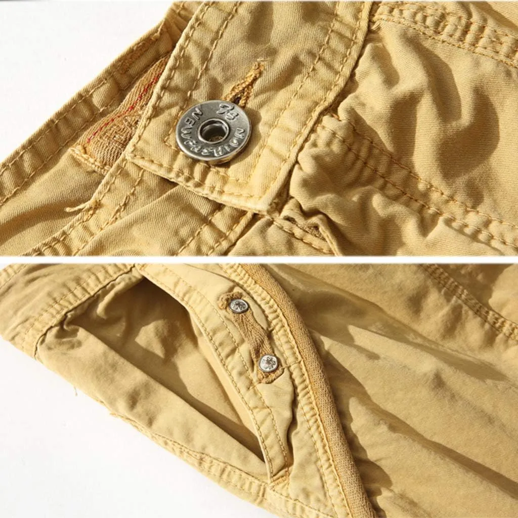DONGD Mens Cargo Shorts Cotton 3/4 Loose Fit Below Knee Capri Cargo Short
