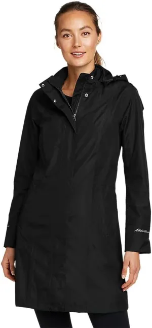 Eddie Bauer Women's Girl on the Go Trench Coat, Black, Medium, Tall