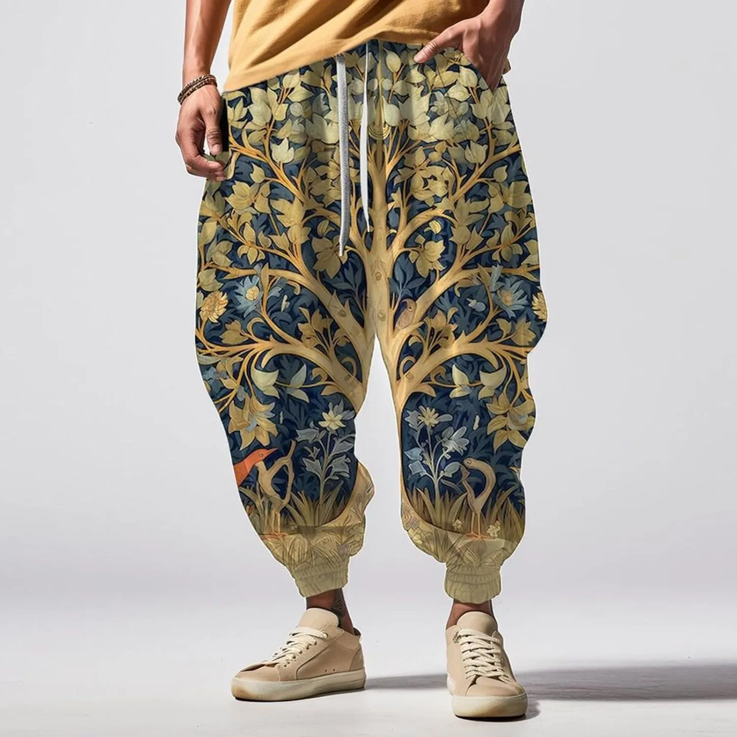 Elastic Waist Hippie Pant Street Feel Casual Sweatpants Mens Linen Cargo Jogger Pant Anime Clothes Baggy Sweatpants