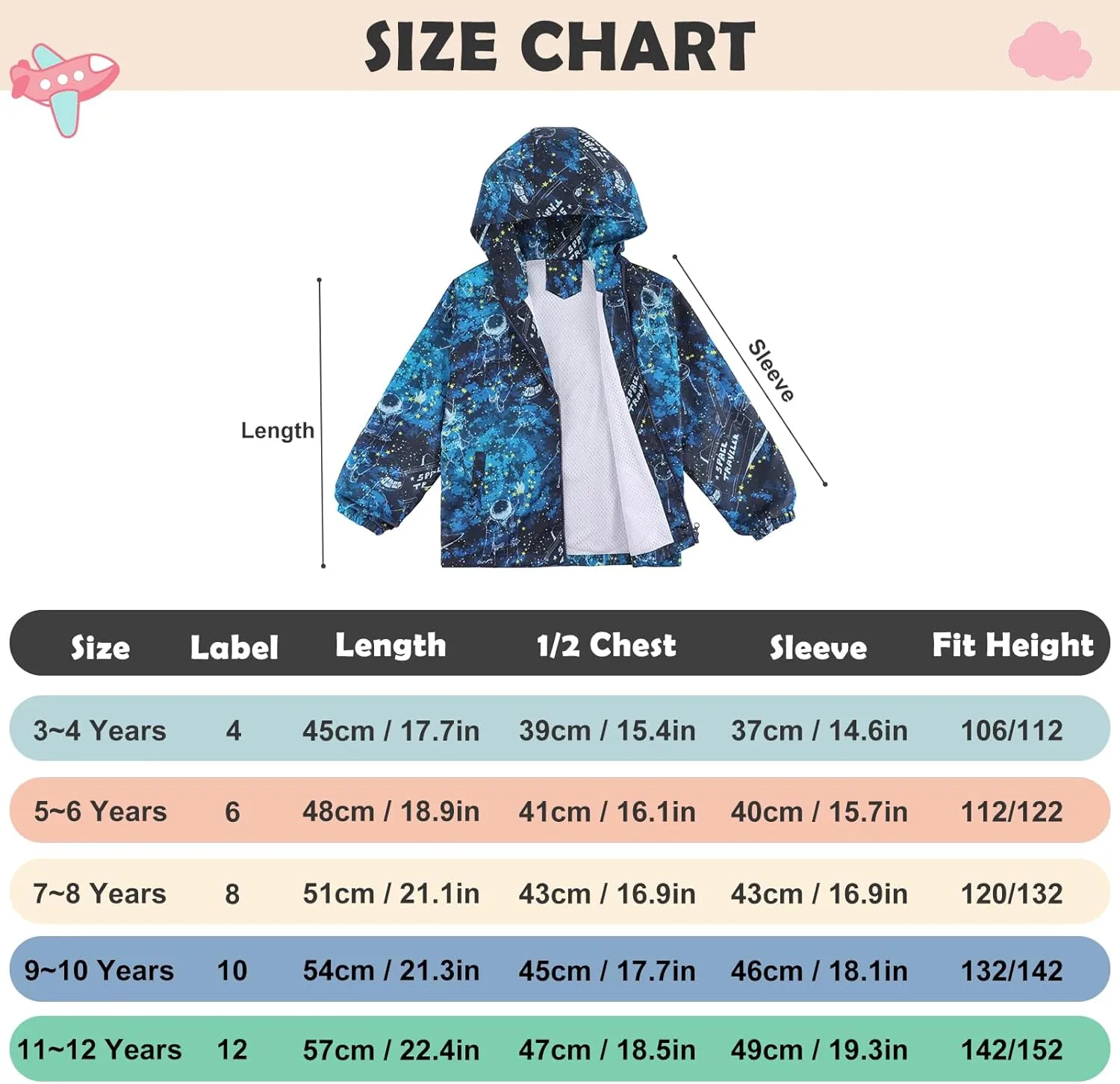ESTAMICO Boys Windbreaker Jacket Fashion Hoodies Outwear Coat Waterproof Zipper Raincoat, 4T-12