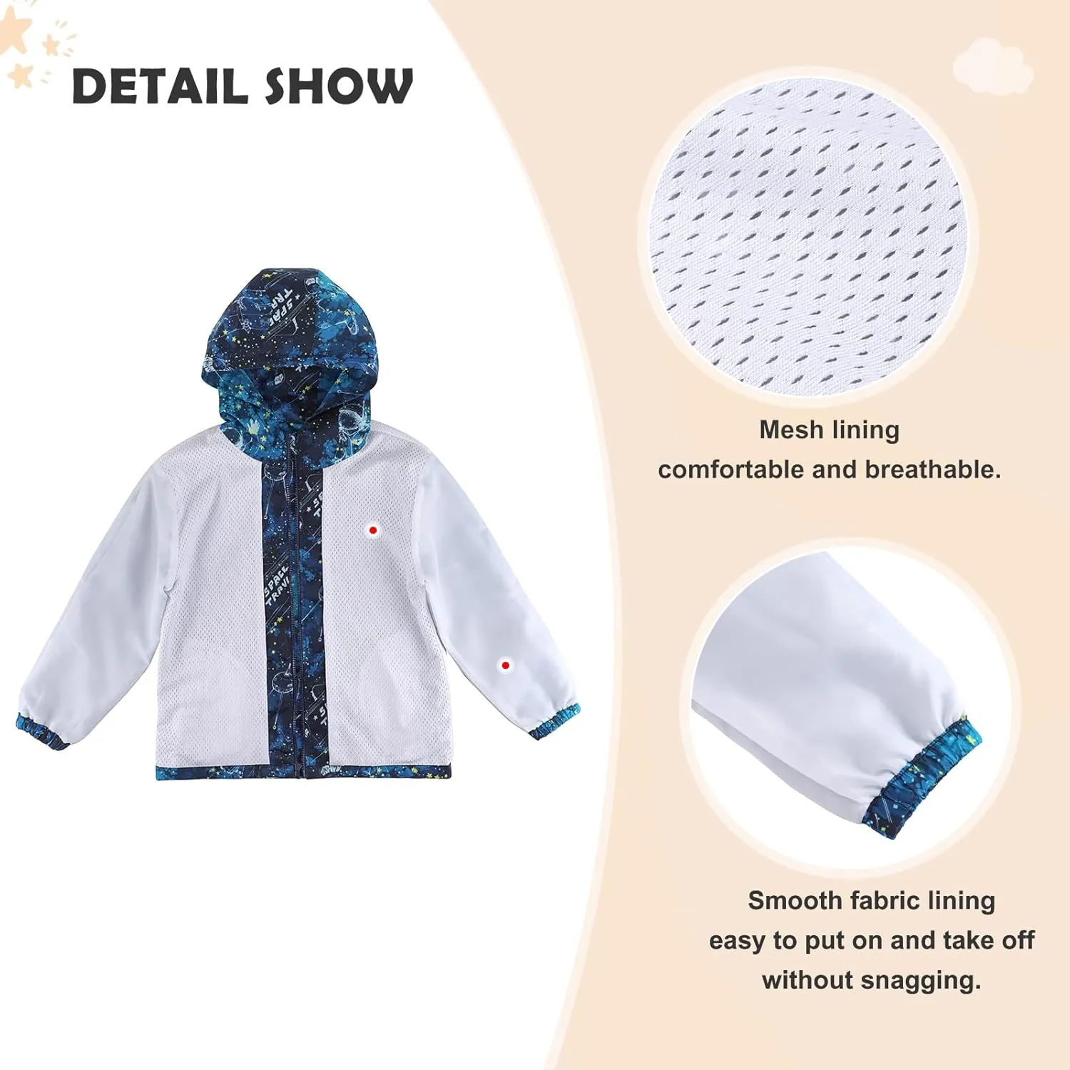 ESTAMICO Boys Windbreaker Jacket Fashion Hoodies Outwear Coat Waterproof Zipper Raincoat, 4T-12