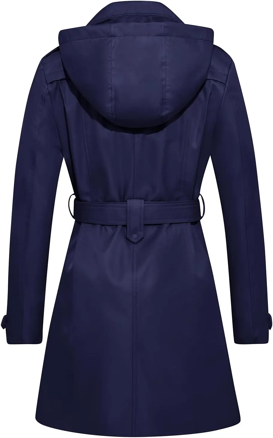 FARVALUE Women's Waterproof Trench Coat Double Breasted Windbreaker Classic Belted Lapel Overcoat with Removable Hood