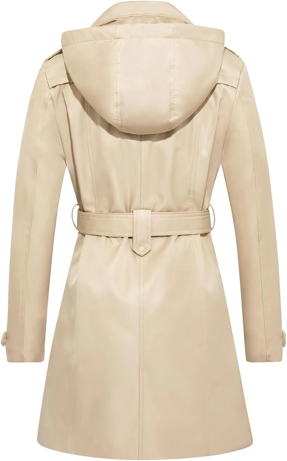 FARVALUE Women's Waterproof Trench Coat Double Breasted Windbreaker Classic Belted Lapel Overcoat with Removable Hood