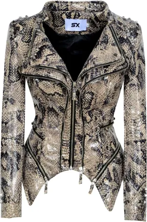 Fashion SX Womens Rivet Faux Leather Jacket Zipper Moto Biker Denim coat Motorcycle Outwear