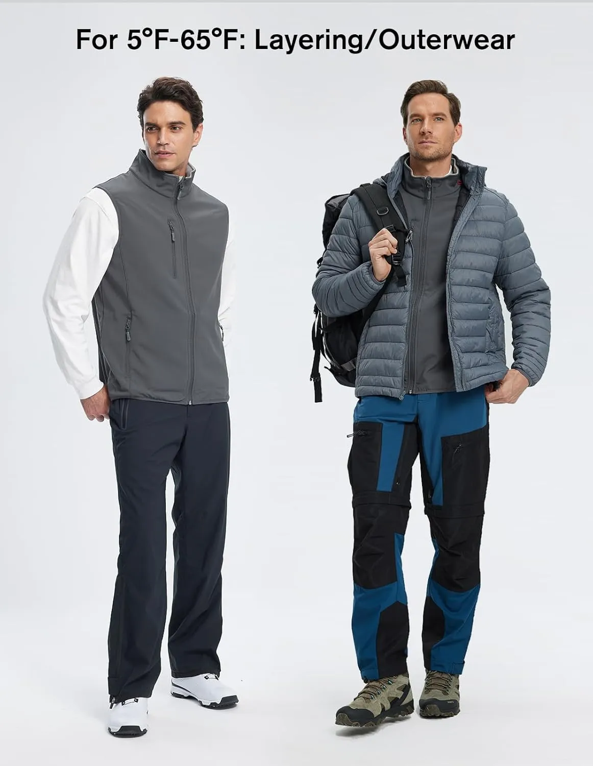 fit space Men's Lightweight Vest Softshell Sleeveless Windproof Jacket with Zipper Pcoket Cycling Travel Hiking Running Golf