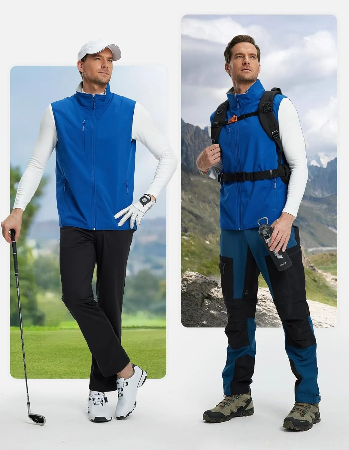 fit space Men's Lightweight Vest Softshell Sleeveless Windproof Jacket with Zipper Pcoket Cycling Travel Hiking Running Golf