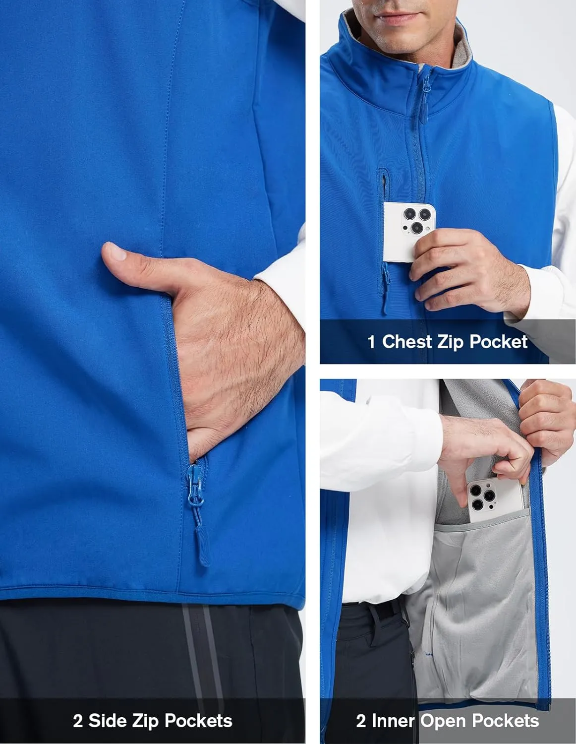 fit space Men's Lightweight Vest Softshell Sleeveless Windproof Jacket with Zipper Pcoket Cycling Travel Hiking Running Golf