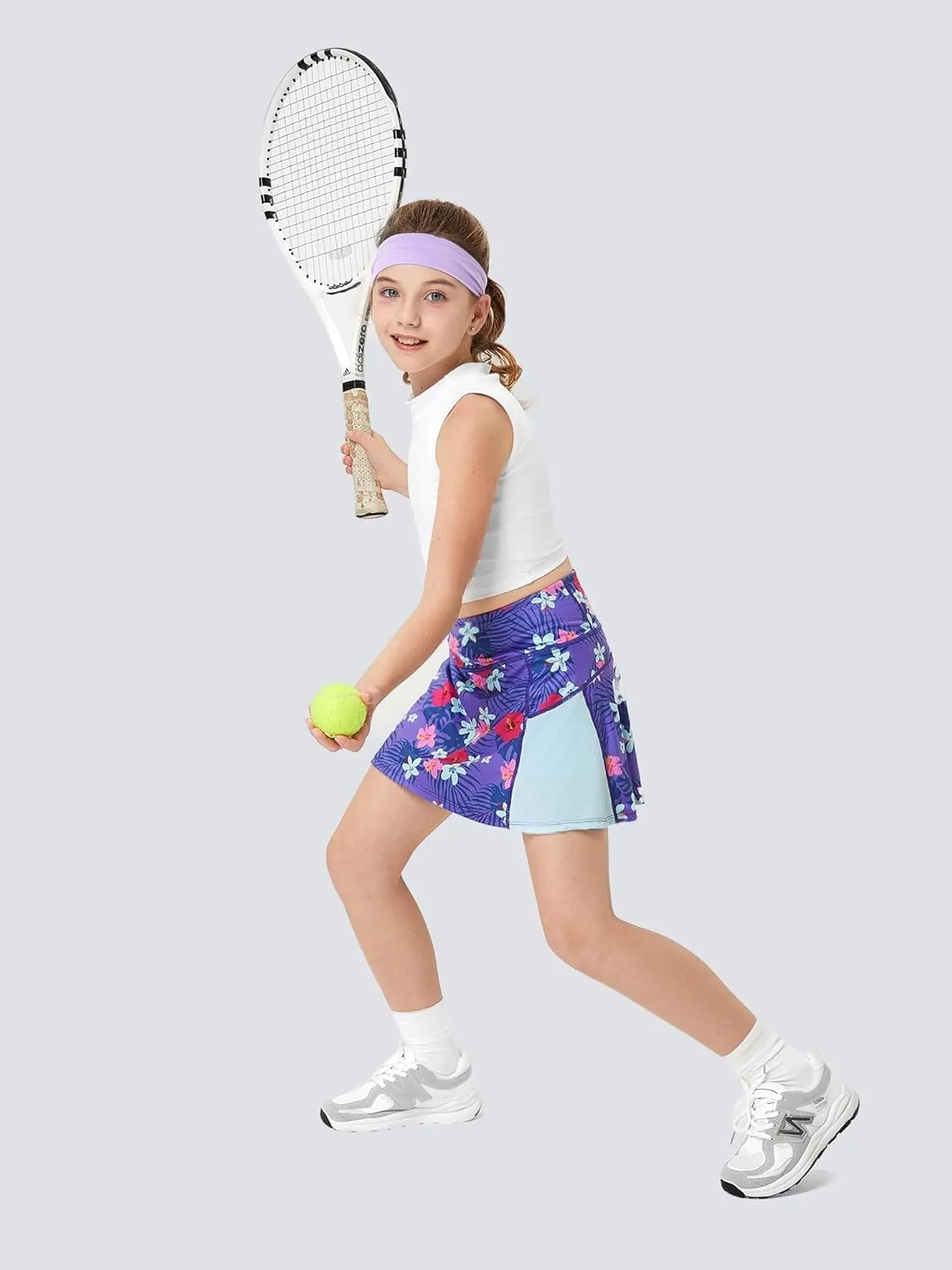 FitsT4 Sports Girls Tennis Skirt with Shorts Golf Skort Adjustable Waist UPF50  Athletic Skirts for Outdoor Sports