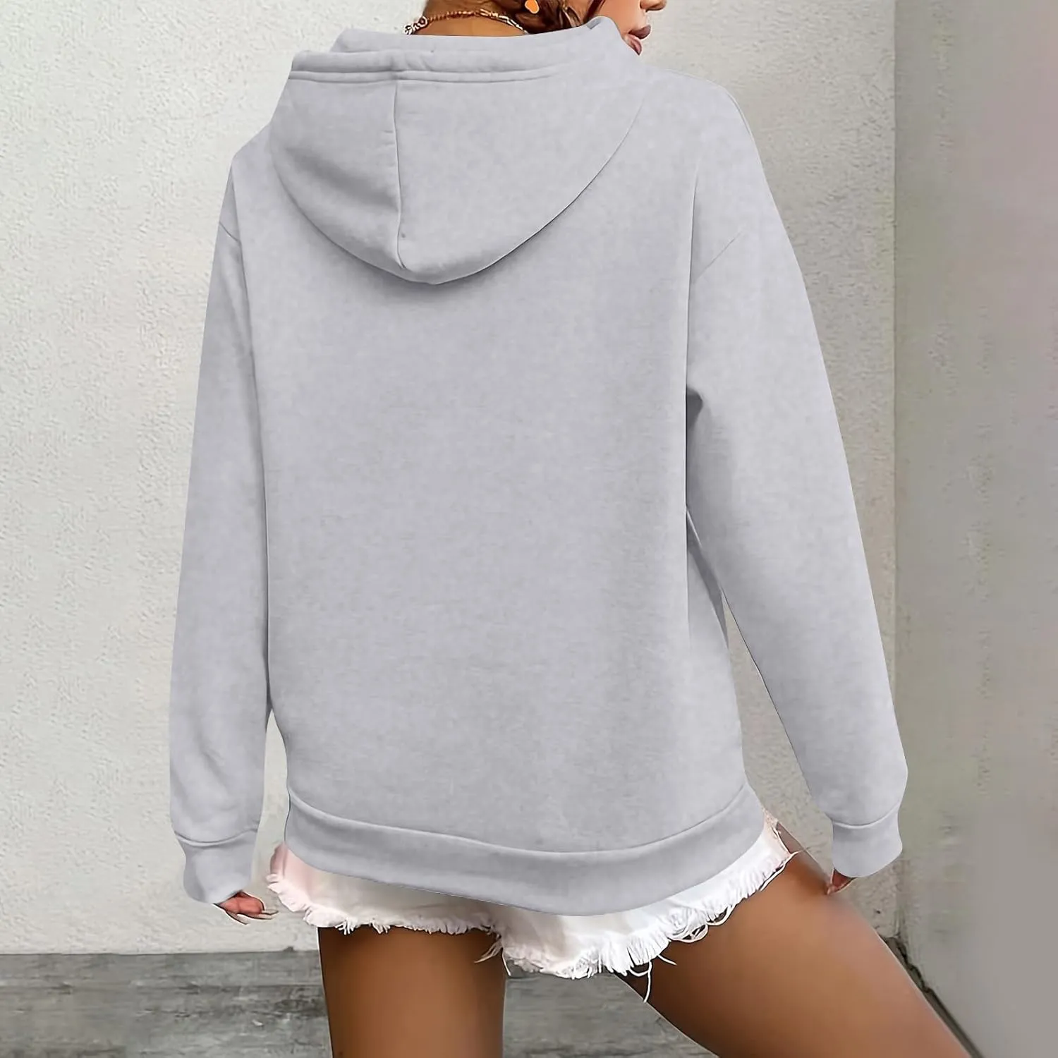 Fleece Hoodie Women Long Sleeve Drawstring Hooded Sweatshirt with Pockets Relaxed Fit Comfy Pullover Fall Sweater