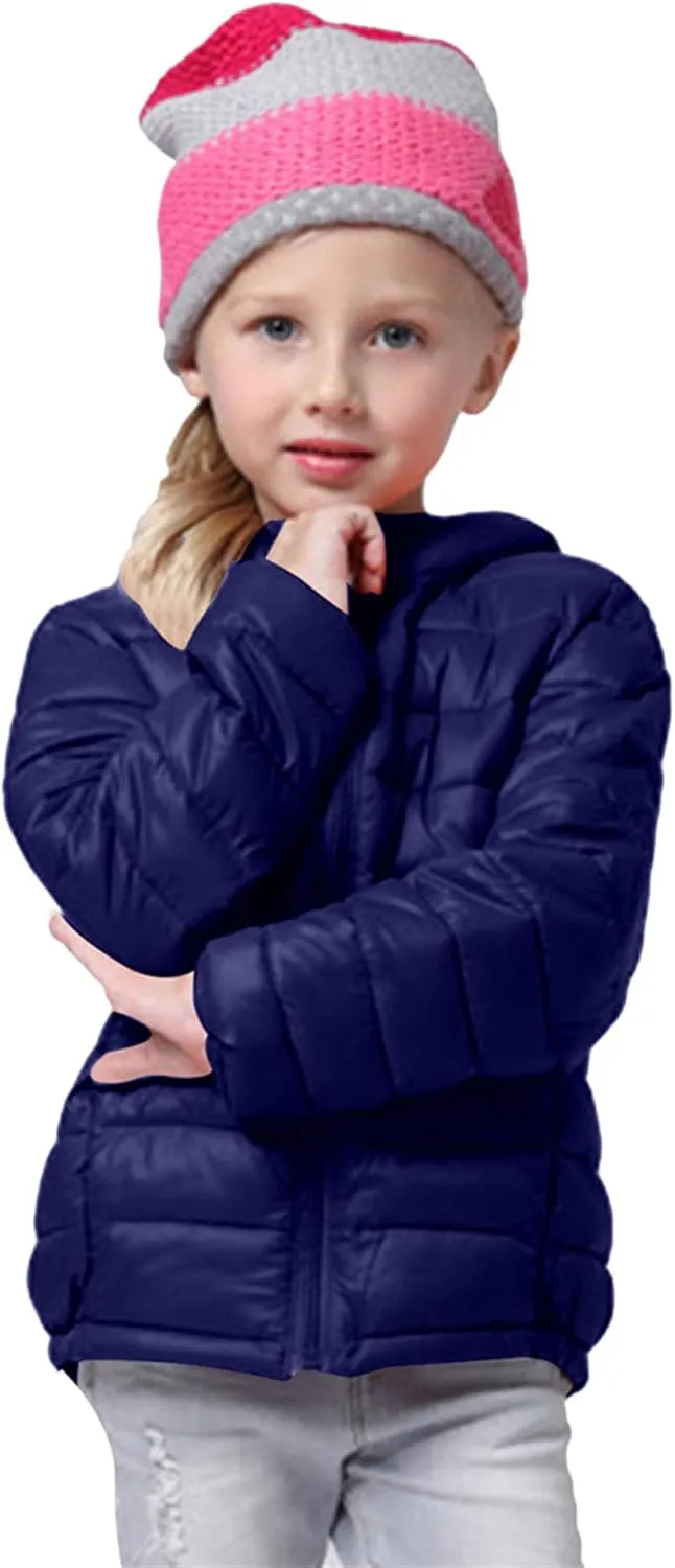 FLITAY Kid Winter Looser Fit Hooded Down Jacket Lightweight Warm Packable Jacket with Pocket