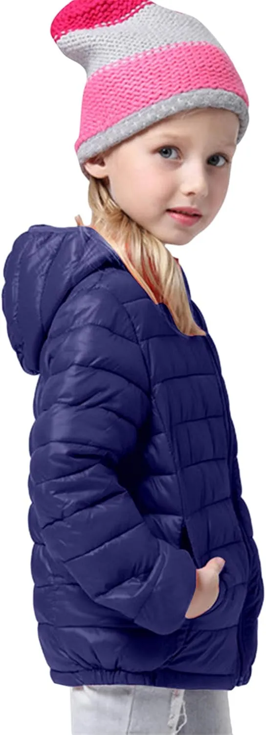 FLITAY Kid Winter Looser Fit Hooded Down Jacket Lightweight Warm Packable Jacket with Pocket