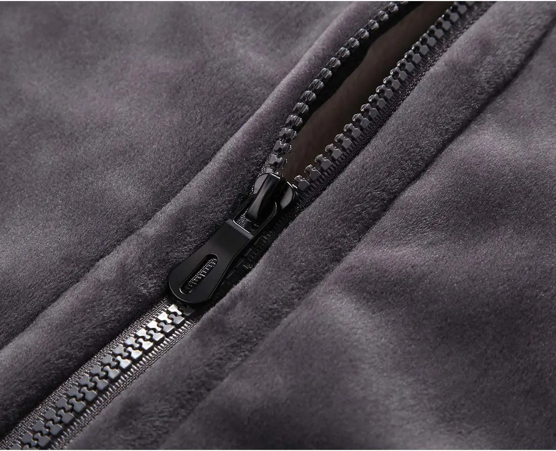 Flygo Mens Winter Sherpa Fleece Lined Vest Sleeveless Zip Up Warm Outdoor Travel Vest Jacket