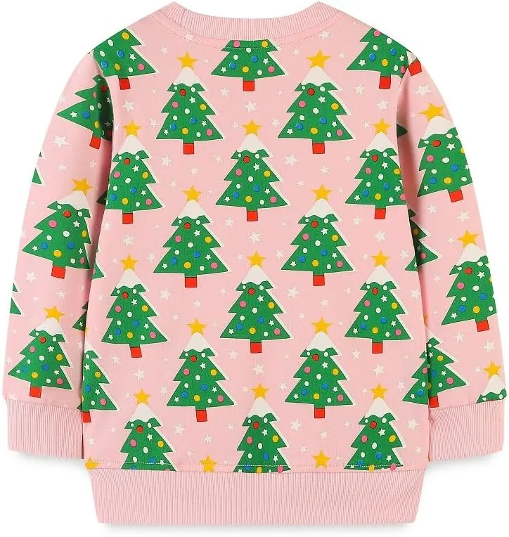 FreeLu Girls Cotton Pullover Sweatshirts Kids Cute Cartoon Printed Crewneck Tops