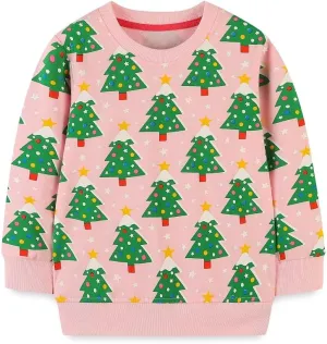 FreeLu Girls Cotton Pullover Sweatshirts Kids Cute Cartoon Printed Crewneck Tops