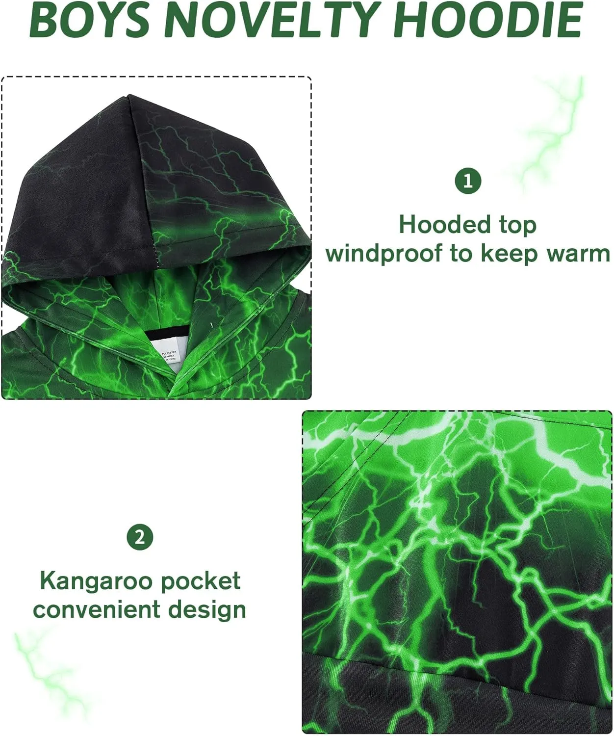 Funnycokid Boys Hoodies Kids Sweatshirts Warm Youth Girls Graphic Pullover Fleece Hooded Clothes with Pocket 5-16 Years