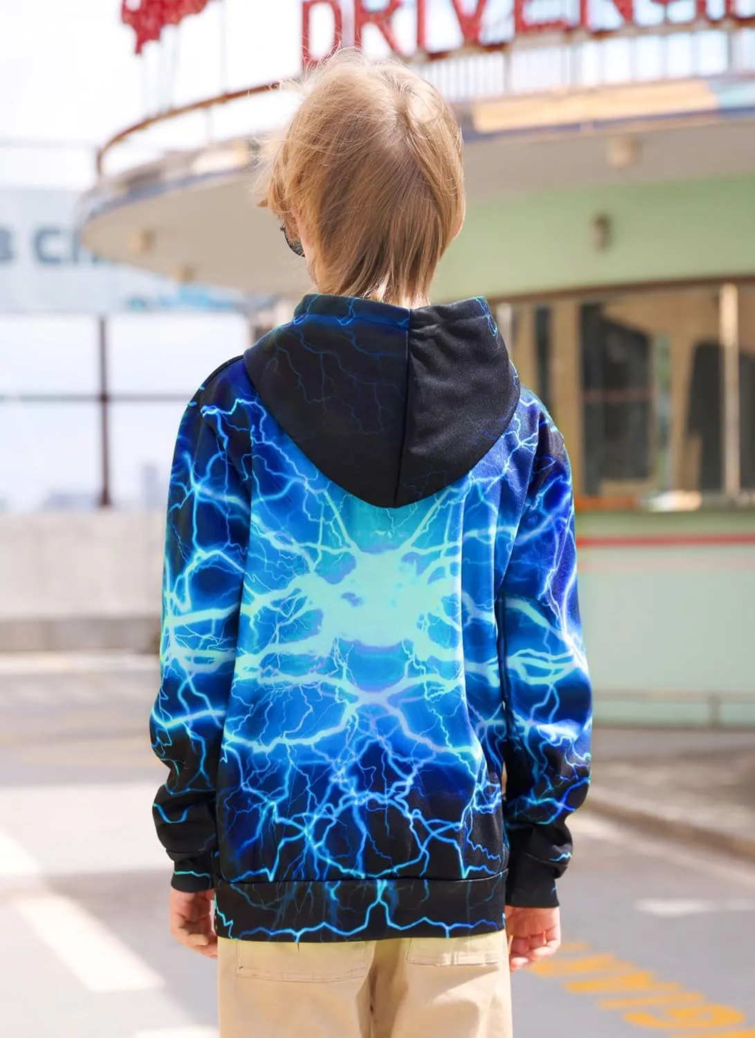 Funnycokid Boys Hoodies Kids Sweatshirts Warm Youth Girls Graphic Pullover Fleece Hooded Clothes with Pocket 5-16 Years