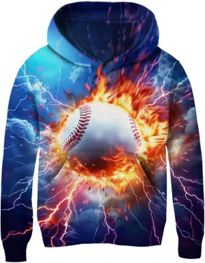 Funnycokid Boys Hoodies Kids Sweatshirts Warm Youth Girls Graphic Pullover Fleece Hooded Clothes with Pocket 5-16 Years