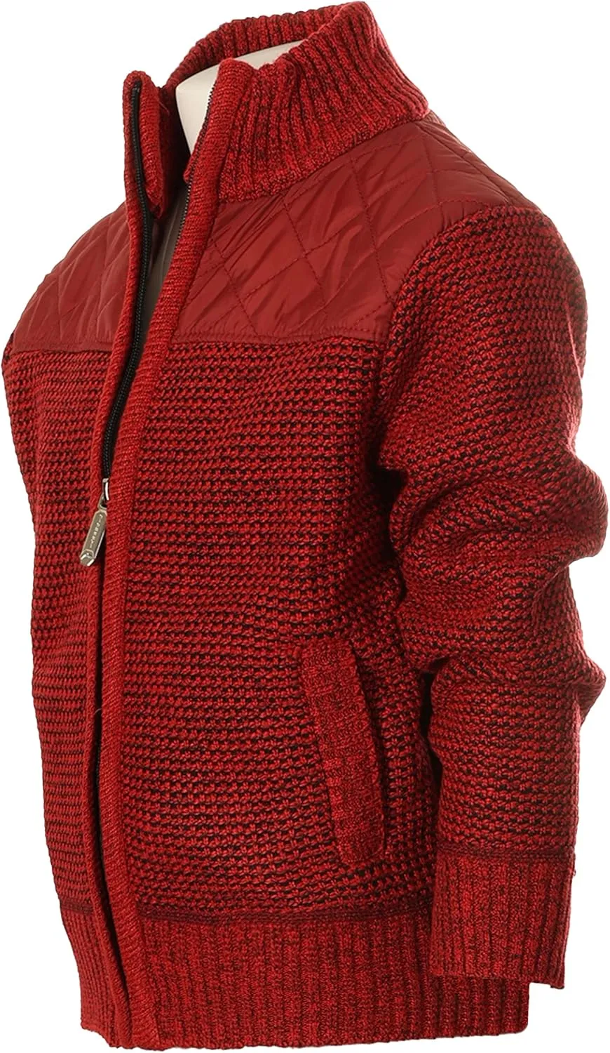 Gioberti Boy's Knitted Full Zip Cardigan Sweater with Soft Brushed Flannel Lining