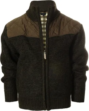 Gioberti Boy's Knitted Full Zip Cardigan Sweater with Soft Brushed Flannel Lining