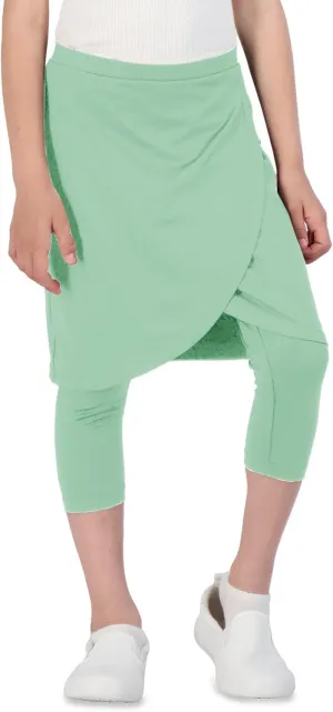 Girls High Elastic Waist Capri Pants Kids Cute Active Golf Tennis Skorts Leggings Skirts Trousers