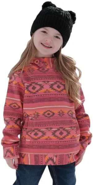 Girls Pink Printed Fleece Hoodie Pink M