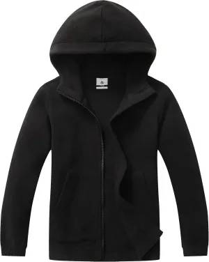 Girls Soft Brushed Fleece Full-Zip Sport Hooded Sweatshirts Kids Lightweight Outwear Jacket