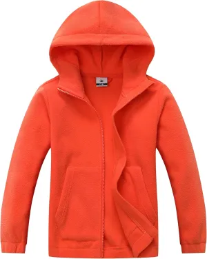 Girls Soft Brushed Fleece Full-Zip Sport Hooded Sweatshirts Kids Lightweight Outwear Jacket