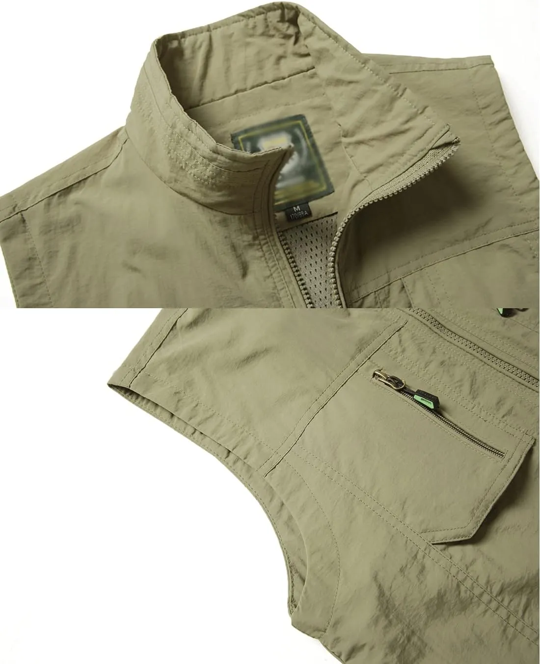 Gnveub Mens Fishing Vest Outdoor Work Quick-Dry Hunting Zip Reversible Travel Vest Jacket with Multi Pockets