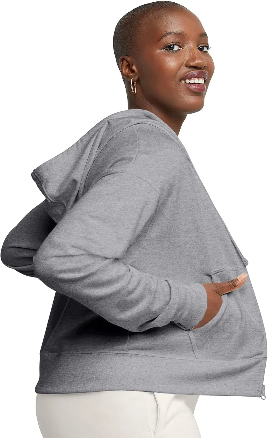 Hanes Women's Originals French Terry Zip-up Hoodie, Lightweight Fleece Zip Hooded Sweatshirt, Available in Plus