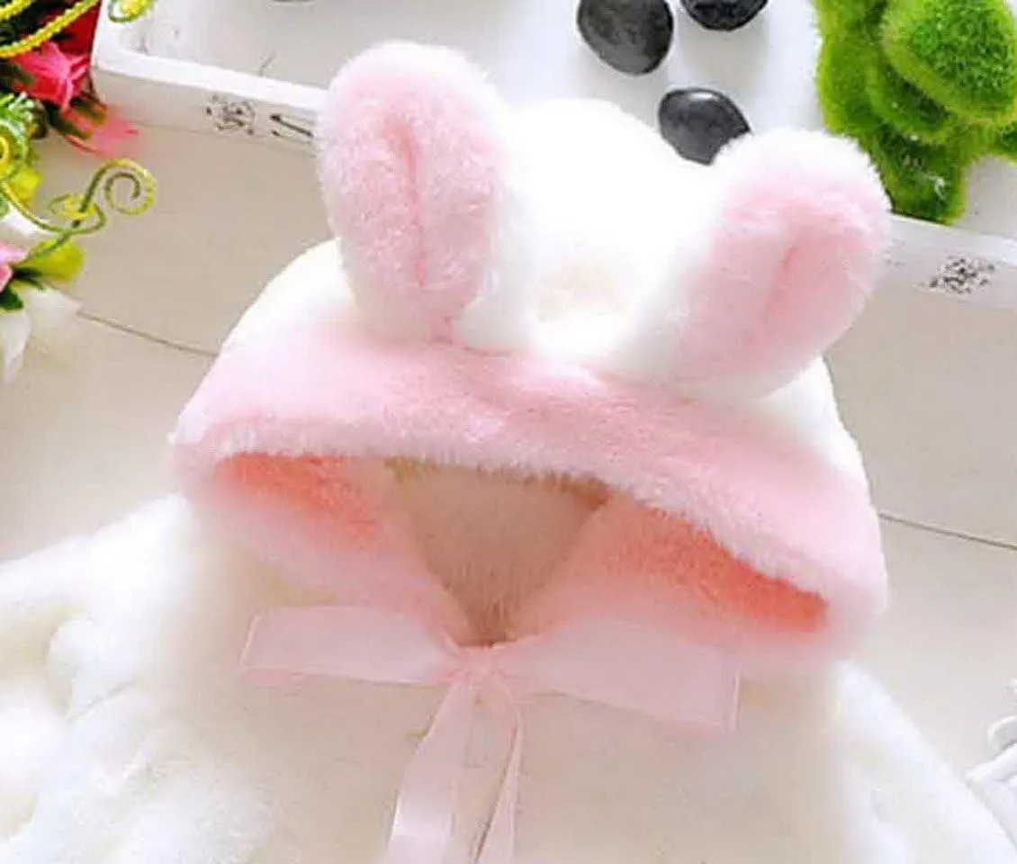 Happy Cherry Baby Girls Fur Warm Coat Cloak Overcoat Hoodies Cute Outdoor Suit