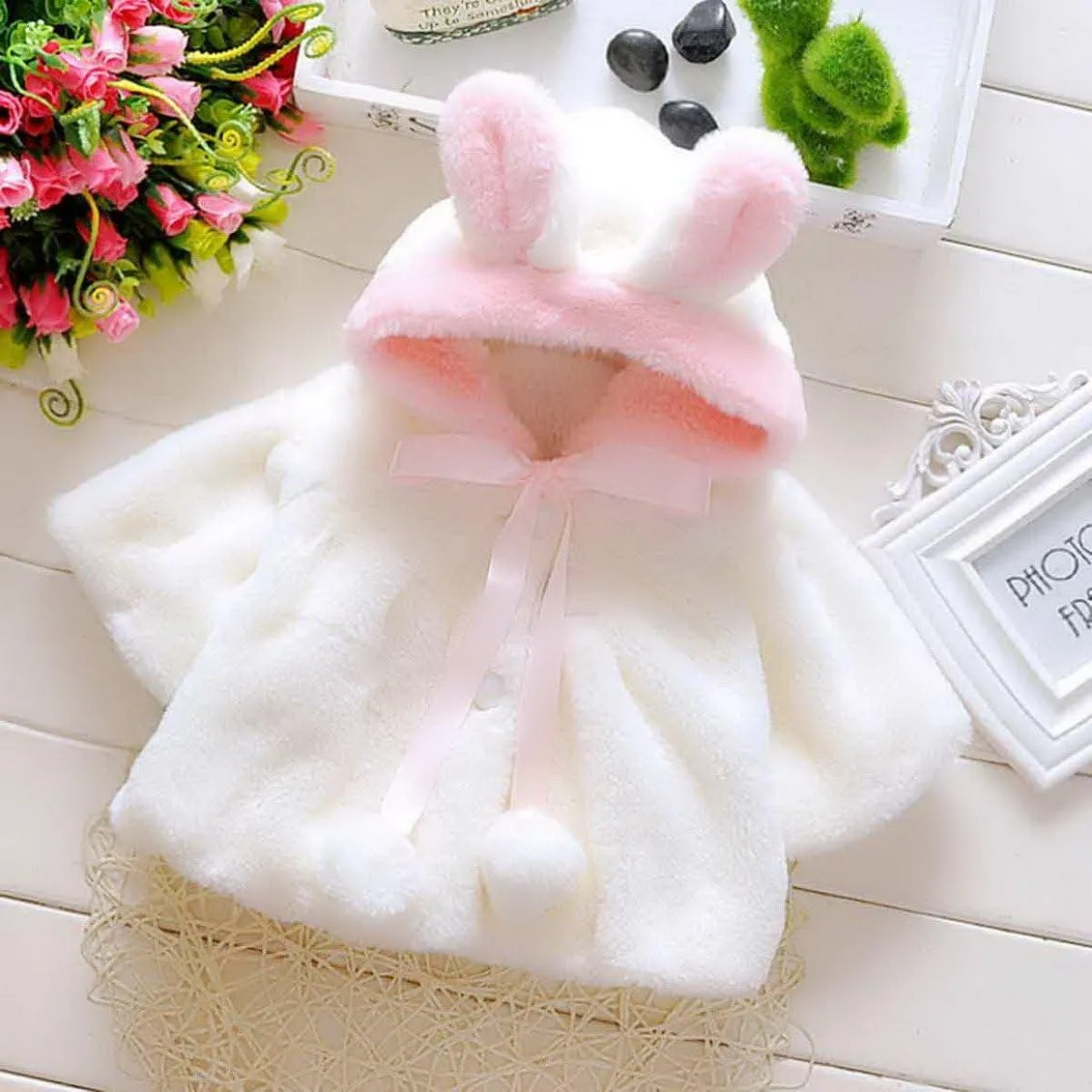 Happy Cherry Baby Girls Fur Warm Coat Cloak Overcoat Hoodies Cute Outdoor Suit