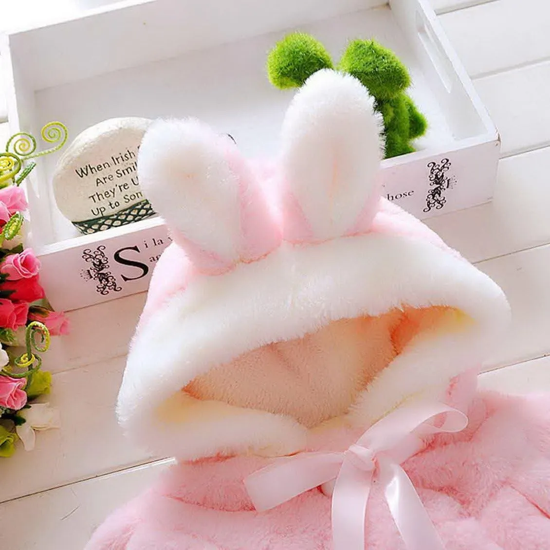 Happy Cherry Baby Girls Fur Warm Coat Cloak Overcoat Hoodies Cute Outdoor Suit