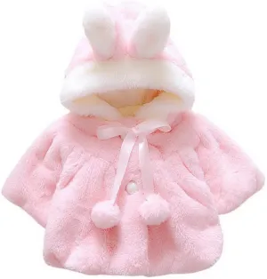 Happy Cherry Baby Girls Fur Warm Coat Cloak Overcoat Hoodies Cute Outdoor Suit