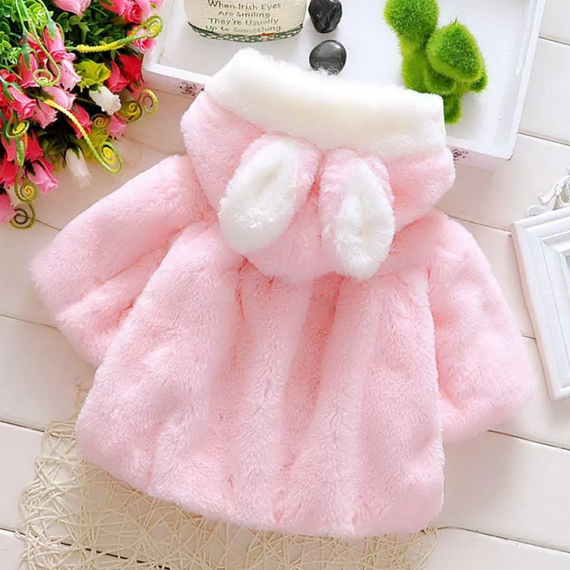 Happy Cherry Baby Girls Fur Warm Coat Cloak Overcoat Hoodies Cute Outdoor Suit