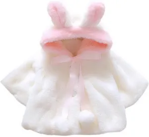 Happy Cherry Baby Girls Fur Warm Coat Cloak Overcoat Hoodies Cute Outdoor Suit