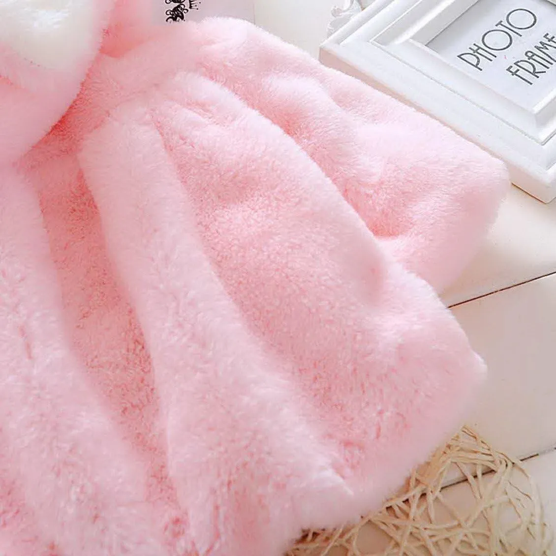Happy Cherry Baby Girls Fur Warm Coat Cloak Overcoat Hoodies Cute Outdoor Suit