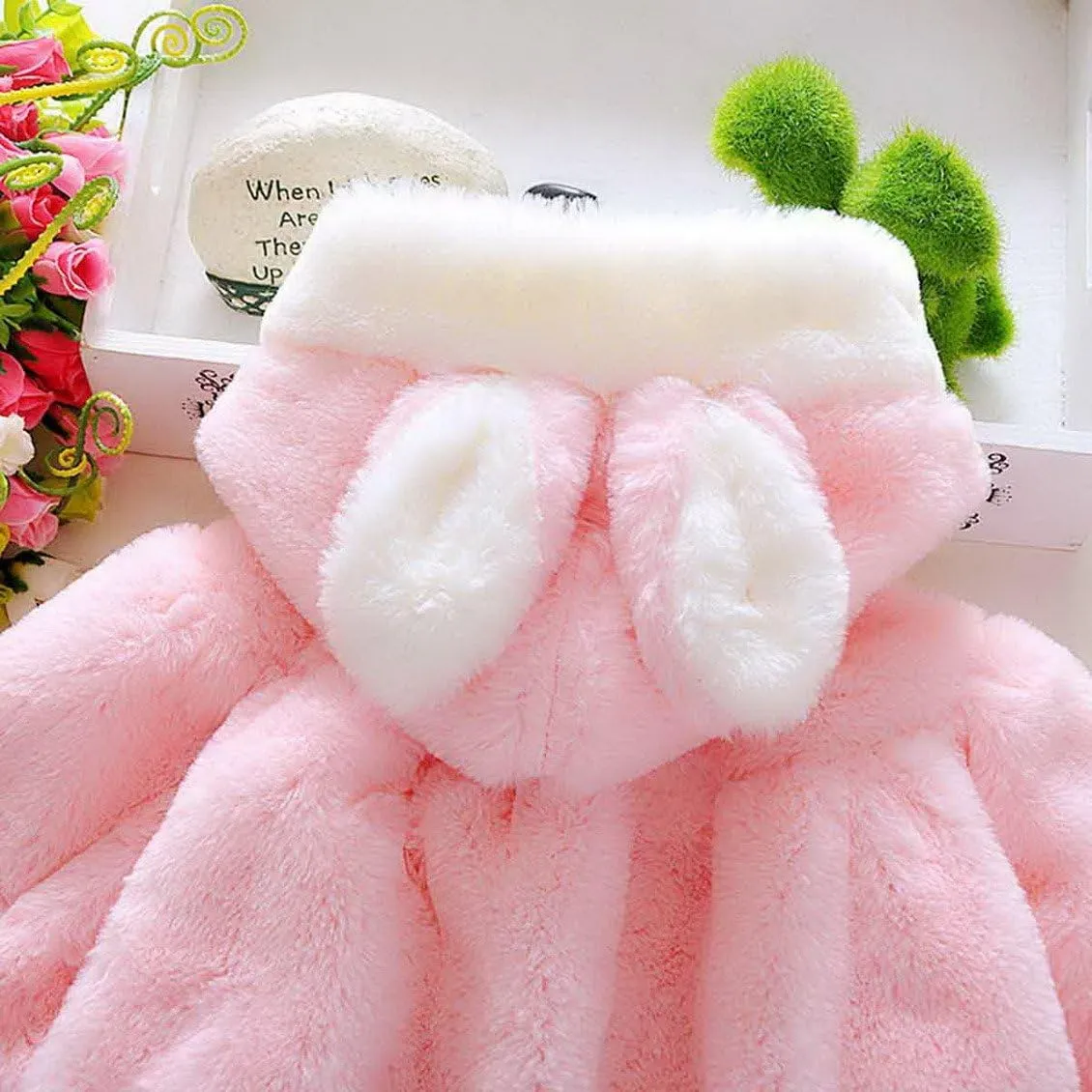 Happy Cherry Baby Girls Fur Warm Coat Cloak Overcoat Hoodies Cute Outdoor Suit