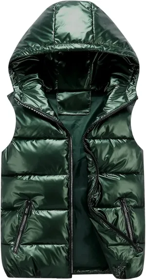 Happy Cherry Kids Winter Down Vest Hooded Vest Zip Windproof Padded Vest Jacket With Pockets