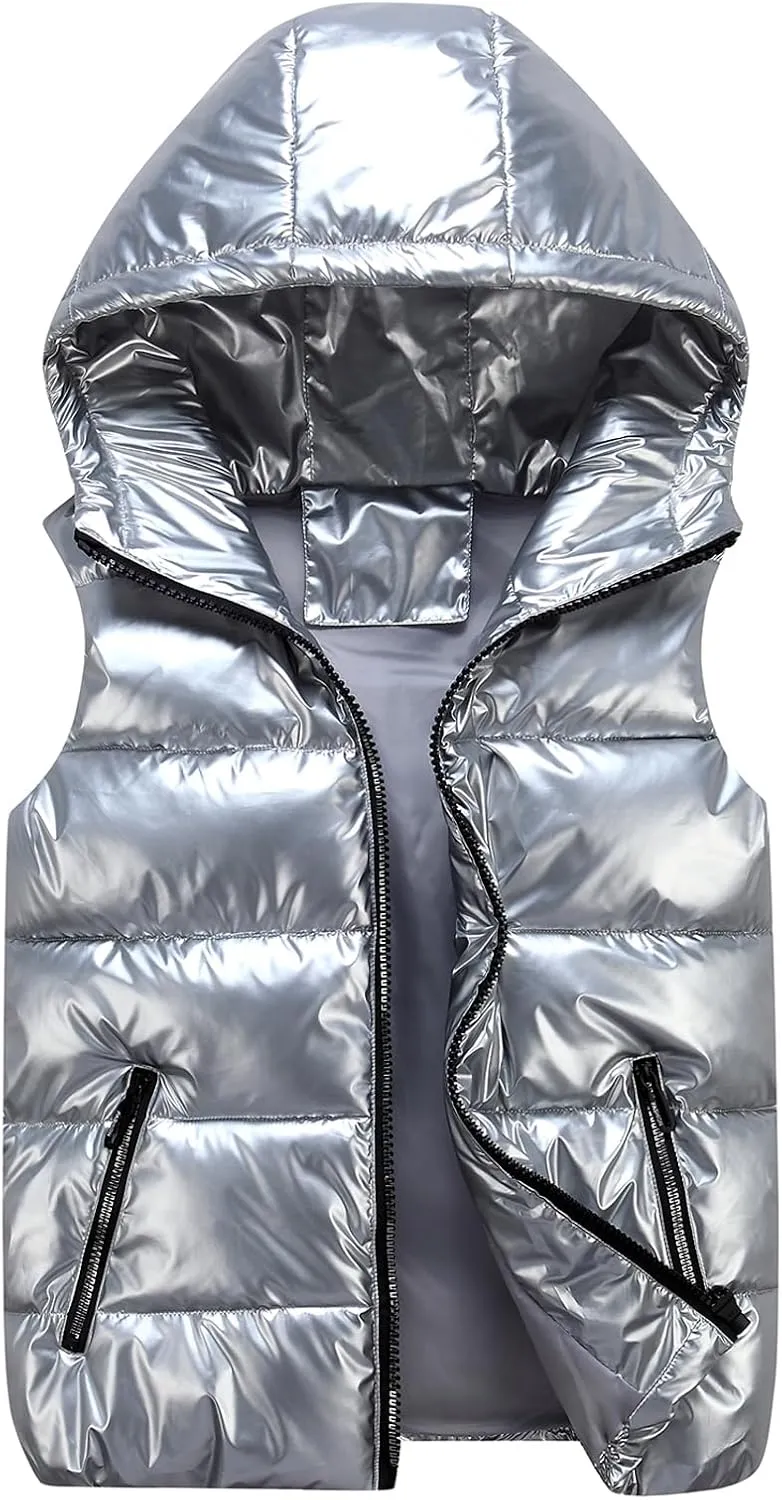 Happy Cherry Kids Winter Down Vest Hooded Vest Zip Windproof Padded Vest Jacket With Pockets