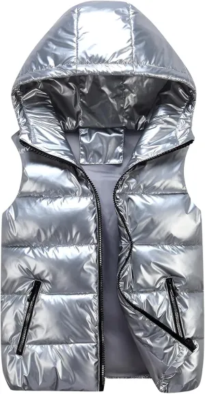 Happy Cherry Kids Winter Down Vest Hooded Vest Zip Windproof Padded Vest Jacket With Pockets