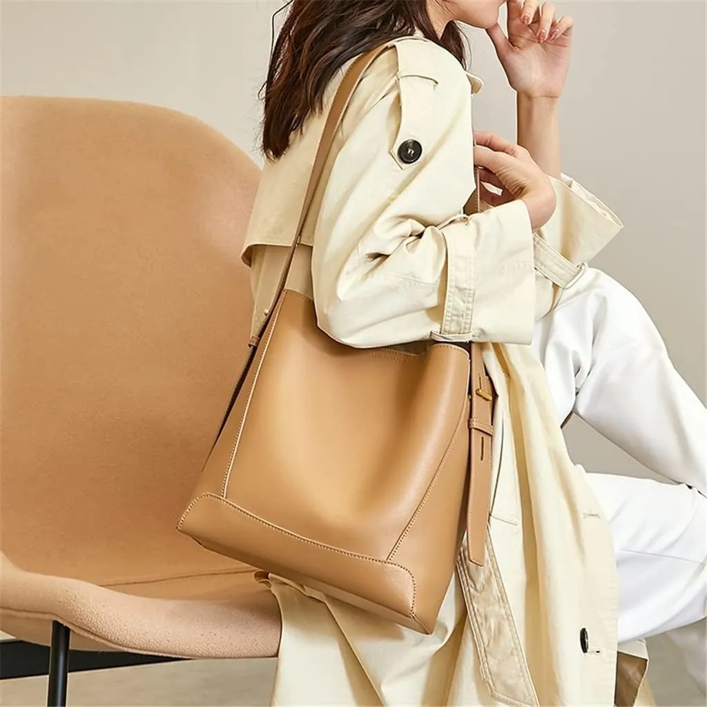 HBJWOV Texture Commuter Bucket Bag Fashion Tote Bag Leather Women's Bag Large Capacity Shoulder Messenger Bag