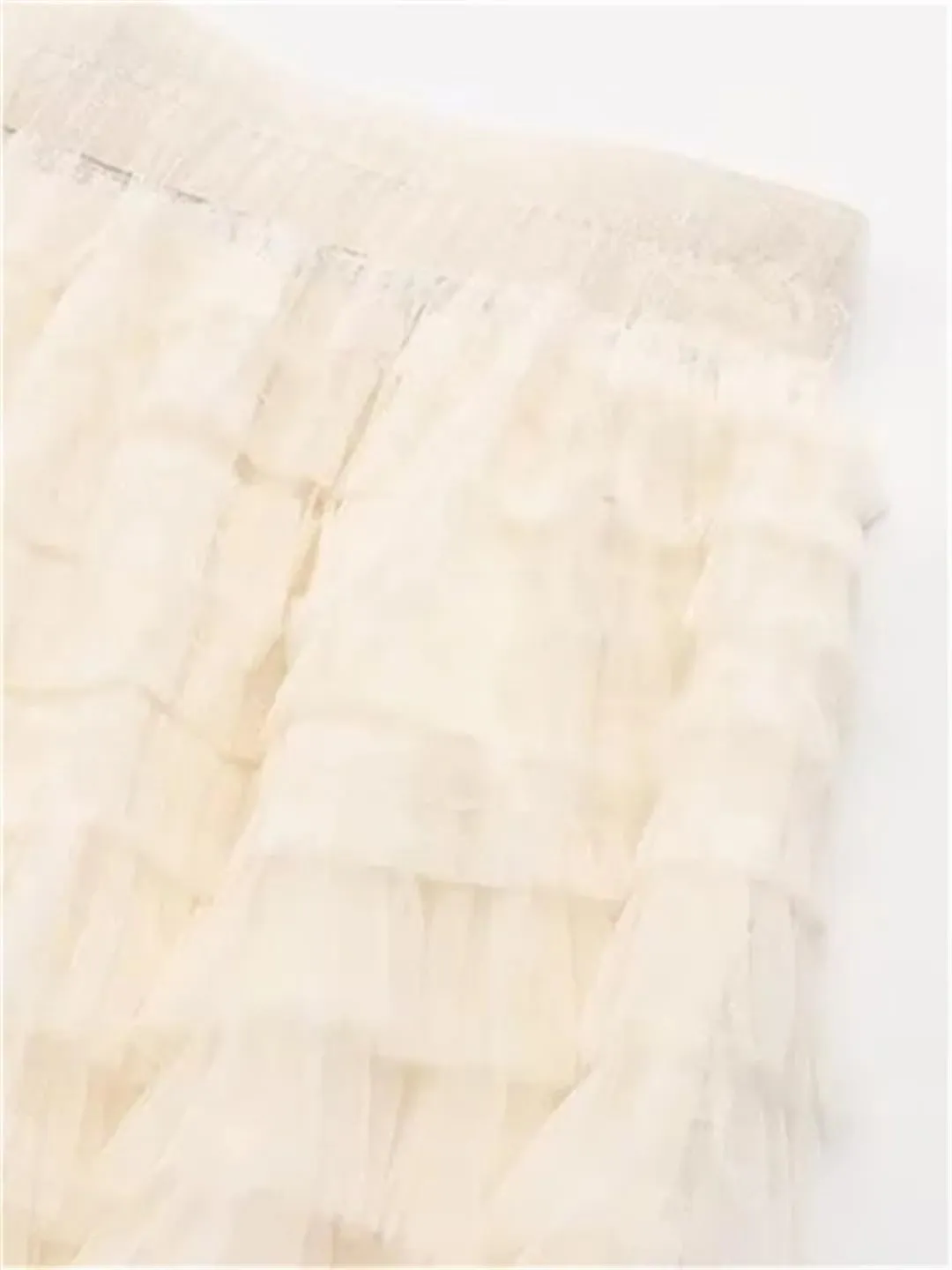 Hdhdeueh Women's Elastic Waist Mesh Skirt Solid Color Cake Skirt Thin Double Layer A-Line Midi Skirts