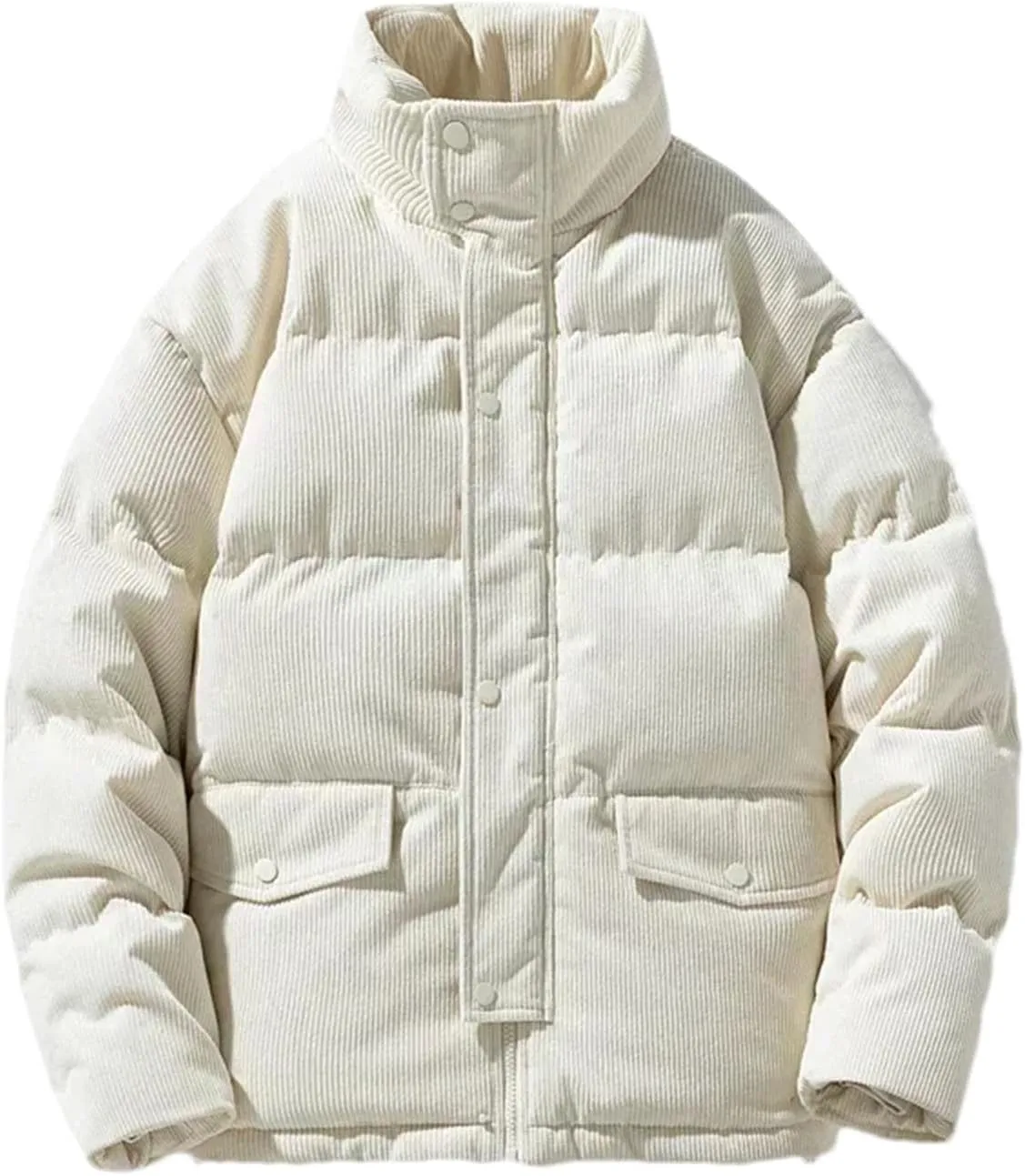 Hgvcfcv Men's Corduroy Cotton-Padded Loose Casual Thick Warm Coat Cargo Jacket