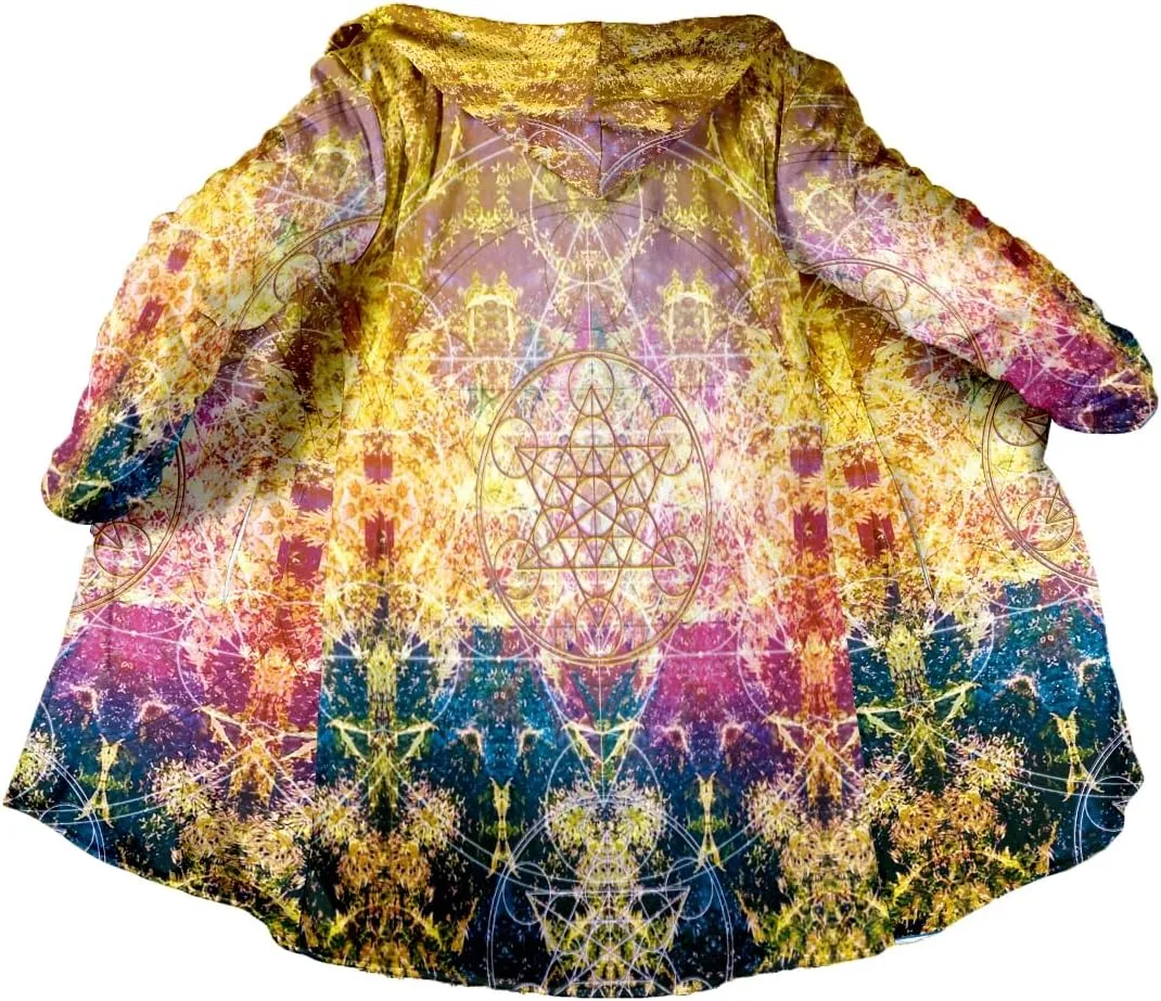 Hippie Psychedelic Colorful Trippy 3D Print Dream Cloak Thick Warm Hooded Men Overcoat Windproof Fleece Jacket