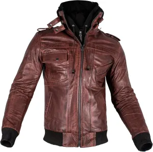 Hooded Leather Jacket For Men | Bomber Leather Jacket Mens with Removable Hood