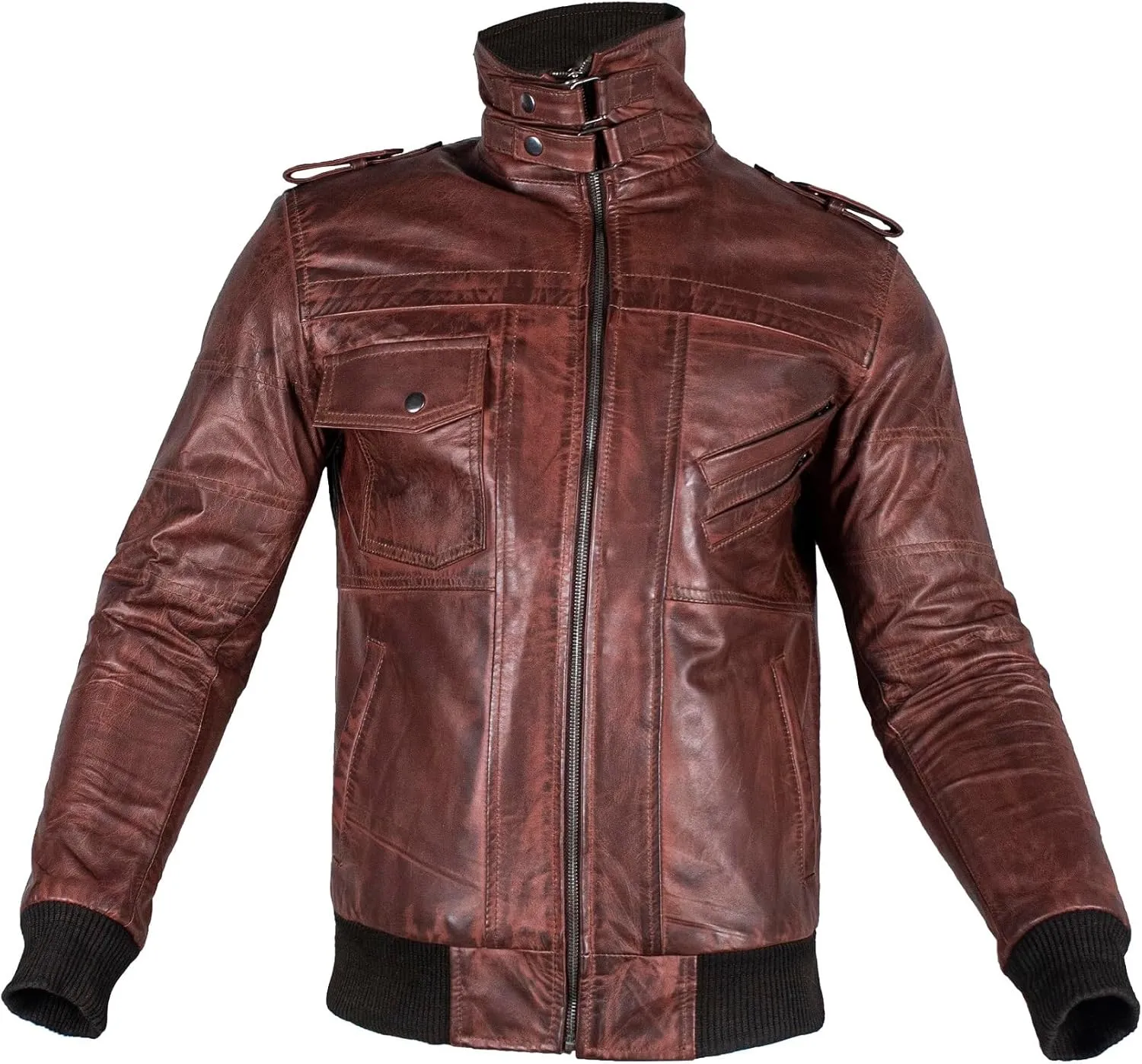 Hooded Leather Jacket For Men | Bomber Leather Jacket Mens with Removable Hood